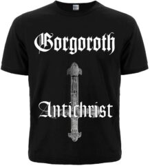Лице на мъжка блек метъл тениска Gorgoroth Antichrist с обърнат кръст и лого