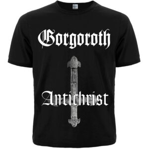 Лице на мъжка блек метъл тениска Gorgoroth Antichrist с обърнат кръст и лого