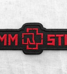 Метъл нашивка Rammstein Red Logo Small червена бродерия на черен фон