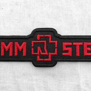 Метъл нашивка Rammstein Red Logo Small червена бродерия на черен фон