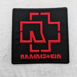 Метъл нашивка Rammstein Red Logo червена бродерия на черен фон