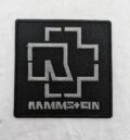 Метъл нашивка Rammstein Silver Logo сребриста бродерия на черен фон