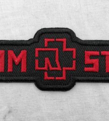 Метъл нашивка Rammstein Red Logo Strip червена бродерия на черен фон