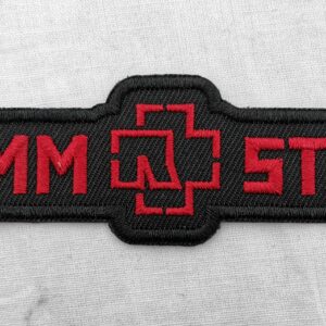 Метъл нашивка Rammstein Red Logo Strip червена бродерия на черен фон