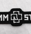 Метъл нашивка Rammstein Logo Strip бяла бродерия на черен фон