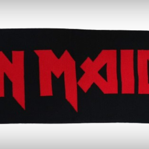 Зимен шал Iron Maiden – Черен с червен надпис и Еди - Hover Image
