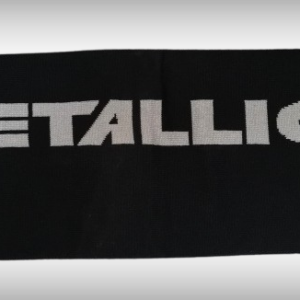 Зимен шал Metallica – Черен с бели лога и ресни - Hover Image