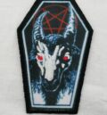 Бродирана метъл нашивка Bathory с козел и червен пентаграм