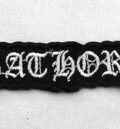 Метъл нашивка Bathory бродирано бяло лого на черен фон