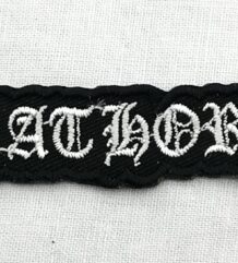 Метъл нашивка Bathory бродирано бяло лого на черен фон
