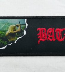Bathory везана голяма метъл нашивка с червено лого и изображение на войн