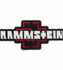Голяма бродирана метъл нашивка Rammstein за гръб в бяло, червено и черно
