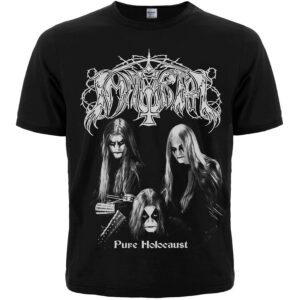 Черна мъжка тениска с щампа Immortal Pure Holocaust с портрети на групата и сребристо лого