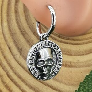 Обеца с висулка халка Memento Mori Carpe Diem 2 см - Hover Image