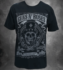 Черна тениска Guns N' Roses - Not In This Lifetime с черепи и рози.