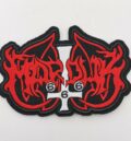 Бродирана 3D блек метъл нашивка на Marduk с обърнат кръст и 666