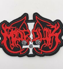Бродирана 3D блек метъл нашивка на Marduk с обърнат кръст и 666