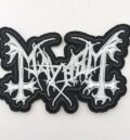 метъл нашивка Mayhem Logo бродирана 3D черно и бяло