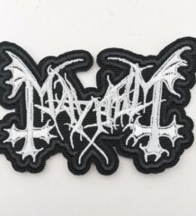 метъл нашивка Mayhem Logo бродирана 3D черно и бяло
