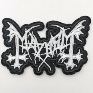 метъл нашивка Mayhem Logo бродирана 3D черно и бяло
