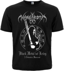 Черна мъжка тениска с щампа Nargaroth Black Metal ist Krieg с меч и символи