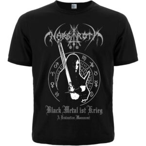 Черна мъжка тениска с щампа Nargaroth Black Metal ist Krieg с меч и символи