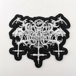 Бродирана блек метъл нашивка Satanic Warmaster с обърнати кръстове