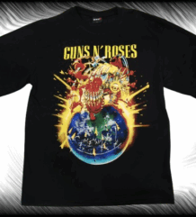 Предна част на черна oversize рок тениска Guns N' Roses с цветна графика Appetite for Destruction