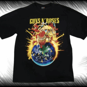 Предна част на черна oversize рок тениска Guns N' Roses с цветна графика Appetite for Destruction