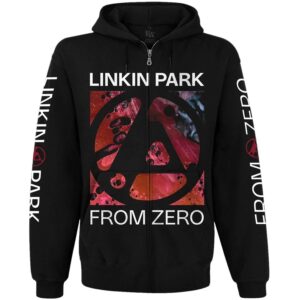 Мъжки черен суичер с цип Linkin Park From Zero предна част с лого и графични ръкави