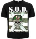 Черна мъжка тениска с щампа S.O.D. Speak English or Die и Sergeant D