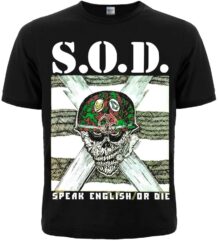 Черна мъжка тениска с щампа S.O.D. Speak English or Die и Sergeant D