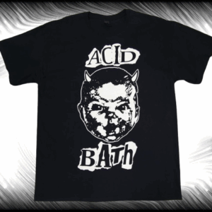 Черна тениска с щампа с логото на Acid Bath.
