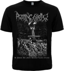 Предна част на блек метъл тениска Rotting Christ с ритуална сцена и лого