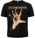 Предна част на черна метъл тениска System of a Down с обложката на първия албум
