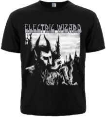 метъл тениска electric wizard dopethrone отпред с окултен черно-бял принт