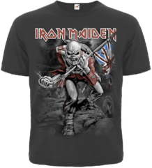 графитена тениска Iron Maiden The Trooper с щампа на Eddie отпред