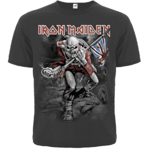 графитена тениска Iron Maiden The Trooper с щампа на Eddie отпред